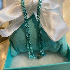 Tiffany & Co. Sparkle Blue Enamel Coated Sterling silver 2.5mm, 30”  Chain